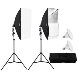 VEVOR 20" X 28" Softbox Lighting Kit, Professional Softbox \w 30W 5500K Led Bulbs, Close to Natural Daylight, Adjustable Tripod Stand, Studio Lights