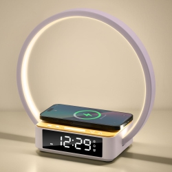 MYACUC Bedside Table Lamp With Fast Wireless Charging, Led Desk Lamp With Sunrise Alarm Clock Wake-Up Light Touch Control Desk Lamp