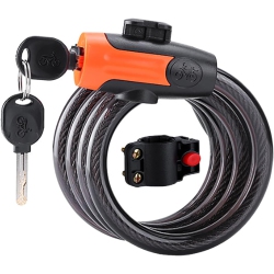 GREEN SCENIC Steel Cable Anti-Theft Security Bicycle Lock \w 2 Keys And Mounting Bracket Lock Cable, Outdoor Cycling Gear Anti-Theft Lock - Length: