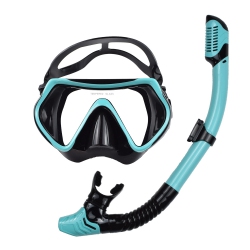 GREENSCENIC Snorkeling Two-Piece Set Tempered Glass Diving Goggles + Full Dry Breathing Tube Anti-Wave And Anti-Fog Ergonomic Design Silicone