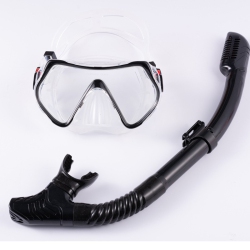 GREENSCENIC Snorkeling Two-Piece Set Tempered Glass Diving Goggles + Full Dry Breathing Tube Anti-Wave And Anti-Fog Ergonomic Design Silicone
