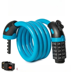 GREEN SCENIC 1.2M 5-Digit Password Bicycle Lock Coil Reset Combination Wire Bicycle Lock Anti-Theft Password Lock-Blue