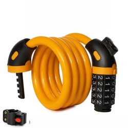 GREEN SCENIC 1.2M 5-Digit Password Bicycle Lock Coil Reset Combination Wire Bicycle Lock Anti-Theft Password Lock-Yellow