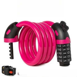 GREEN SCENIC 1.2M 5-Digit Password Bicycle Lock Coil Reset Combination Wire Bicycle Lock Anti-Theft Password Lock - In Pink