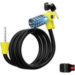 GREEN SCENIC Bicycle Key Double Lock Bicycle Lock Dial Lock With Night Vision Light Road Bike Key Line Lock Bicycle Lock Length 120Cm (Yellow)