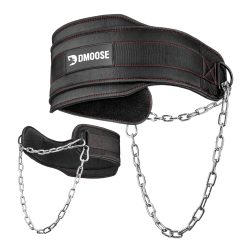 DMOOSE Fitness Dip Belt for Weightlifting - Gym Weight Belt \w Chain for Pullup, Squat, Powerlifting & Bodybuilding - Heavy Duty Steel \w