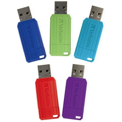 VERBATIM 16GB Pinstripe USB Flash Drive - 5Pk - Assorted (99813)