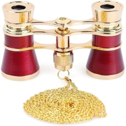 GREEN SCENIC 3X25 Opera Binoculars Chain/with Handle Metal Body Optical Lens Movie Telescope Vintage Design Girls Gift Transparent Monocular