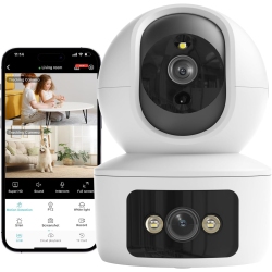 THE WAY Indoor Security Camera Dual Lens, / Tilt Baby / Dog / Pet Camera, Security Camera Wireless Indoor for Home Security, Two-Way Talk, Motion