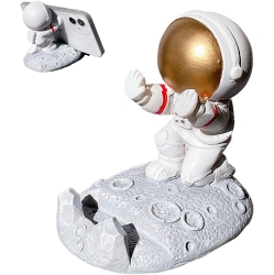 THE WAY New Astronaut Mobile Phone Holder Support Frame Cute Car Ornaments Desktop Mobile Phone Holder (Push Handle Type)Gold