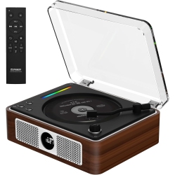 THE WAY Portable CD Player With Dual Hifi Speakers, 2600Mah Rechargeable CD Player for Home Remote Control, Headphone Jack, Optical In Brown