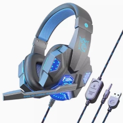 THE WAY Bass HD Gaming Headset Led Light, Breathable Mesh Earmuffs, Surround Sound In Blue