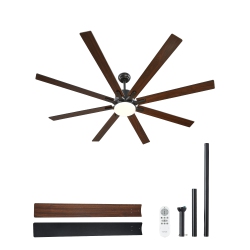 VEVOR 72 Inch Ceiling Fan \w Light, 6-Speed Remote Control, Dimmable 3-Color Temperature, Reversible Dc Motor, Modern Low Profile Flush Mount Fan