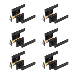 VEVOR 6 Pack Passage Door Handle Door Lever, Left Or Right Handing Lever Non-Locking, 45° Rotation to Open, Universal Square Interior for Hallways