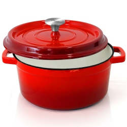 NUTRICHEF Kitchen Dutch Oven Pot - Enamel Coated Cast Iron Pot With Lid, Stovetop Casserole Pot Style (5 Quart)