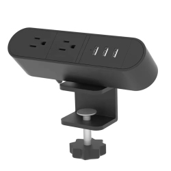 GREEN SCENIC Twist And Fix The Office Desktop Socket, Clamp Table Power Socket, No Need to Punch Holes, Clamp Table Socket - 2+3USB (With 2M Line)