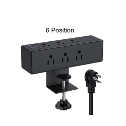 GREEN SCENIC Desk Clip Power Strip With USB Port Reusable Vertical Desk Clip Power Station - (6-In-1) In Black