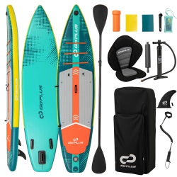 COSTWAY Goplus 11' Inflatable Stand Up Paddle Board for Adults With Kayak Seat Leash Hand Pump, Turquoise