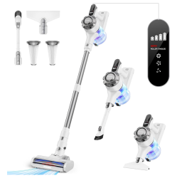 MEHIAZ Cordless Vacuum Cleaner, Max 45Mins Vacuums \w Led Display, Powerful 8 In 1 Lightweight Vacuum Cleaners \w 2 Hepa, Stick Vacuums Cordless For