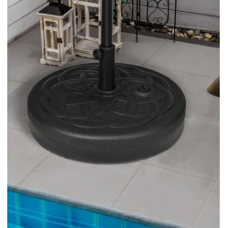 BOLDDECO Deluxe Patio Market Umbrella Base Stand 22" Heavy Duty \w Steel Holder Water Filled for Outdoor, Lawn, Garden, Round, 77Lbs Weight Capacity