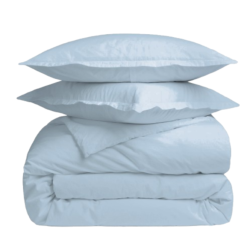 BEDDORA 3-Piece Queen Duvet Cover Set | 100% Cotton – Soft, Breathable & Durable With Corner Ties Button Closure – In Light Blue