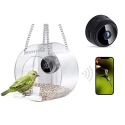MYACUC Smart Bird Feeder, House Acrylic With Camera Home Pet Bird Feeder Transparent HD Easy Installation for Garden