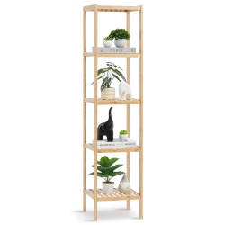 VEVOR 5-Tier Bathroom Standing Shelf, Narrow Shelving Unit, Display Storage Rack Organizer, Freestanding Flower Plant Stand, Multifunctional Bamboo