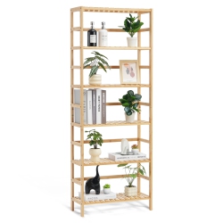 VEVOR 6-Tier Bamboo Shelf, Open Wood Bookshelf, Display Storage Rack Organizer, Freestanding Flower Plant Stand, Multifunctional Bamboo Bookshelf