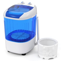 COSTWAY Portable Washing Machine 5.5 Lbs Mini Top Load Washer With Removable Spin-Dry Tub Blue/gray