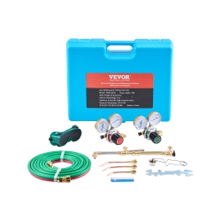 VEVOR 14PCs Oxygen Acetylene Gas Welding Cutting Torch Kit, Oxy Acetylene Brazing Set \w 177" Long Twin-Hose, Cutting Nozzle, 3 Welding Tips & Carry