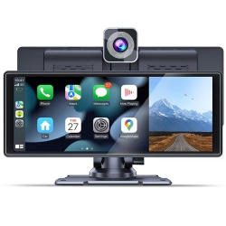 MYACUC 10.26" Wireless Carplay Touchscreen With 4K Front Dashcam, Protable Carplay Screen Digital Media Receivers - Bluetooth, Gps Navigation, G-Sensor