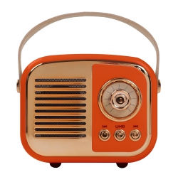 MYACUC Retro Bluetooth Speaker, Portable Mini Radio for Bedroom, Office - In Orange