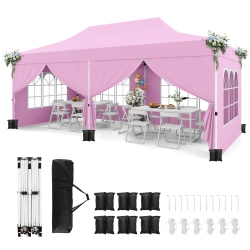 COSTWAY 10 X 20Ft Pop Up Canopy Outdoor Canopy Tent With 6 Sidewalls Carrying Bag