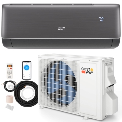 COSTWAY 9100Btu Wifi Enabled Mini Split Ac 20.5 Seer2115V Inverter Air Conditioner White/gray