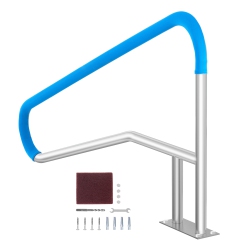 VEVOR 54 X 36 Inch Pool Railing, Stainless Steel \w Base Plate for Indoor/outdoor Pools, Pool Safety Railing for Decks, Rust-Proof Grab Bar W/ Grip