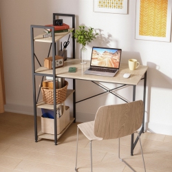 BESTIER Home Office Desks With Reversible Bookshelf, 41" Writing Desk