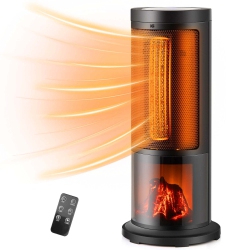 Costway 17-Inch Tower Space Heater for Indoor Use 1500W PTC Fireplace Heater 12H Timer