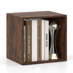 COSTWAY 1 PCs Cube Storage Organizer Stackable Open Book Shelf for Small Space Storage System In Brown
