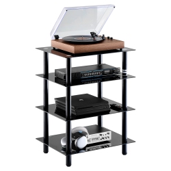 VEVOR 4-Tier Av Media Stand, Audio/video Stand \w Strengthened Tempered Glass Shevles for DVD/cable Boxes/games Consoles, Media Storage Cabinet For