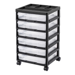 VEVOR 6-Tier Scrapbook Rolling Storage Cart, Large Capacity \w Organizer Top Frame \w 6 Clear Cases And 4 Removable Wheels, Storage Organizer