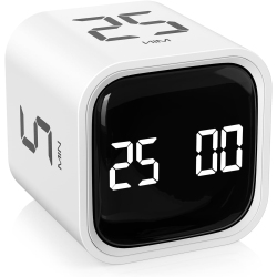 GREEN SCENIC Gravity Sensor Timer, Visual Kitchen Timer, Electronic Countdown Timer, Student Time Reminder - In White