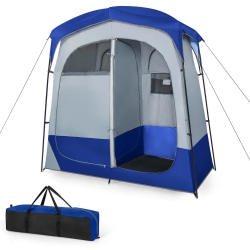 COSTWAY Goplus 2 Room Shower Tent Oversize Privacy Shelter Portable Dressing Toilet Outdoor Gray/blue/brown