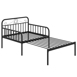 COSTWAY Metal Daybed Extendable Daybed to Twin Size Bed Heavy Duty Slats Support Sofa Bed Black/white