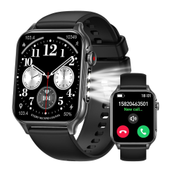 MEHIAZ Smart Watches for Women Men (Answer/make Call) \w Led Flashlight, 1.96" HD Touch Screen Fitness Tracker \w Health Monitor, Waterproof
