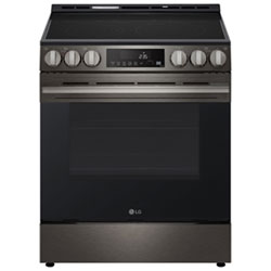 LG 30" 6.3 Cu. Ft. Fan Convection 5-Element Slide-In Electric Air Fry Range (LSEL6333ZE) - Black Stainless Steel