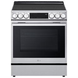 LG 30" 6.3 Cu. Ft. Fan Convection 5-Element Slide-In Electric Air Fry Range (LSEL6333XE) - Black Stainless Steel