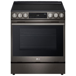 LG 30" 6.3 Cu. Ft. True Convection 5-Element Slide-In Electric Air Fry Range (LSEL6335ZE) - Black Stainless Steel