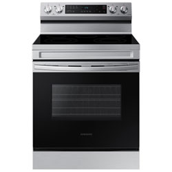 Samsung 30" 6.3 Cu. Ft. Fan Convection 5-Element Freestanding Electric Air Fry Range (NE63A6515SS/AC) - Stainless