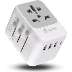 NTPRO Universal Travel Adapter – High Capacity 10A Fast Charging With 4USB 3A & 1C – International Plug for 160+ Countries (Uk/eu/usa/aus/jp)