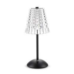 ABBOTT Trilite Crystal Shade Led Table Lamp, Cordless Rechargeable Light, Modern Decorative Accent for Bedroom Or Living Room, 12", Clear/black